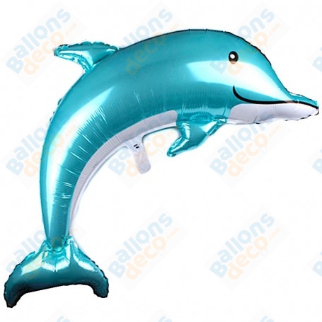Ballon Dauphin Turquoise Géant, décoration ballon Anniversaire et animaux aquatiques, marin.