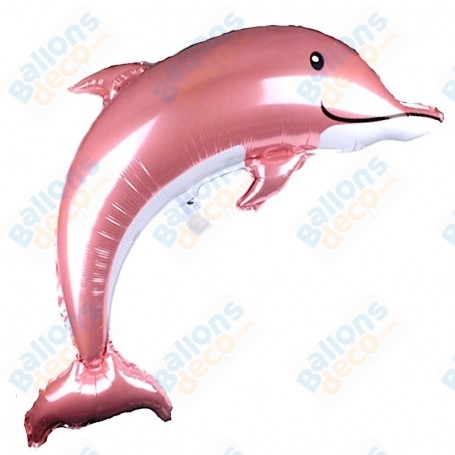 Ballon Dauphin Rose Gold Géant, décoration ballon animaux de la mer et anniversaire fille.