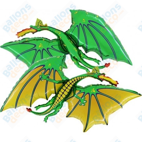 Ballon Dragon Vert et jaune, décoration ballon Animaux fantastique, Anniversaire, Shrek.