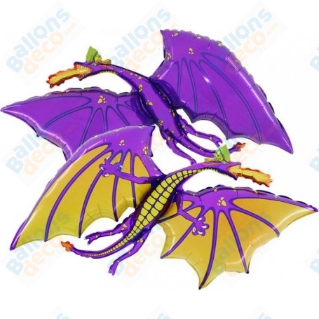 Ballon Dragon Violet et Jaune, décoration Ballon Animaux Fantastique, décoration anniversaire Shrek