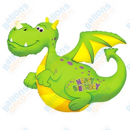 Ballon Dragon Vert Happy Birthday, décoration Ballon Anniversaire enfant, Animaux Féérique.