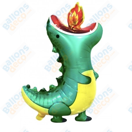 Ballon Dragon Vert avec une Flamme, décoration ballon animaux féérique, Anniversaire enfant.