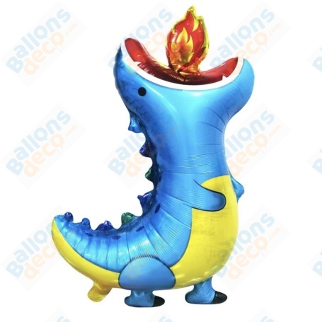 Ballon Dragon Bleu avec une Flamme, décoration ballon anniversaire enfant, Animaux fantastiques.