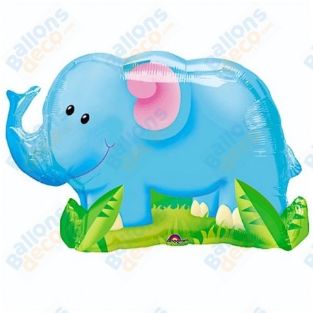 Ballon Éléphant Bleu Anagram, décoration ballon anniversaire, naissance, safari.