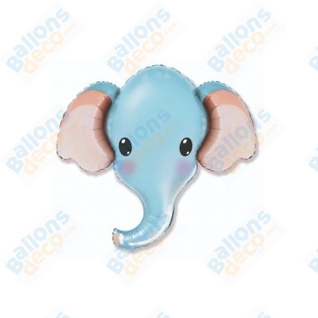 Ballon Éléphant Tête Bleu Mignon, décoration ballon anniversaire Safari, Baptême, Naissance, safari.