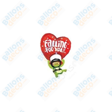 Ballon Coeur Grenouille Falling For You, décoration ballon St-Valentin, Décoration vitrine anniversaire.