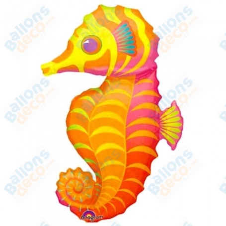 Ballon Hippocampe Orange Aquatique, Décoration ballon animaux aquatique, Mer, Anniversaire Disney.
