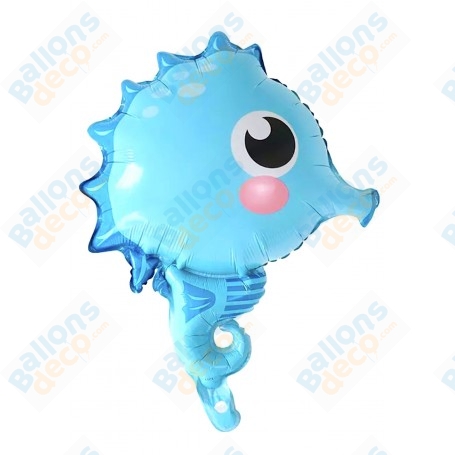 Ballon Hippocampe Mini Bleu, Ballon animaux marins, Décoration ballon Disney, Mer.
