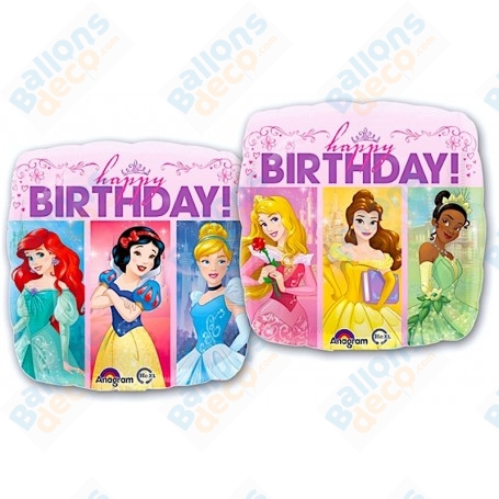 Ballon Princesses Happy Birthday Carré Disney, Décorations ballons pour anniversaire.