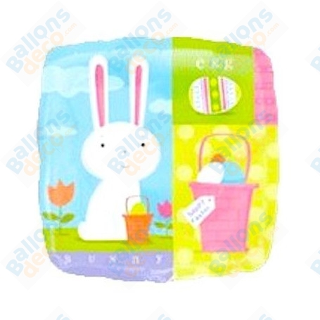 Ballon Carré Lapin de Pâques, décoration ballon anniversaire.