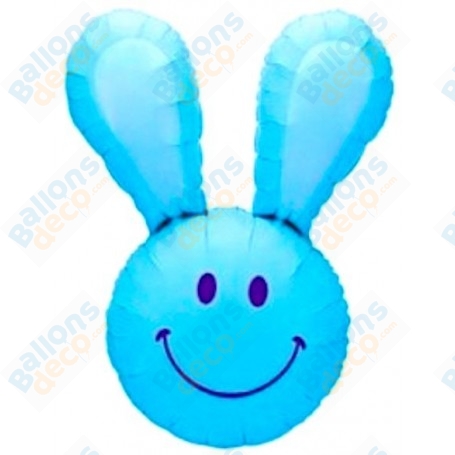Ballon Lapin Smile Bleu, décoration ballon Naissance, Anniversaire, Pâques.