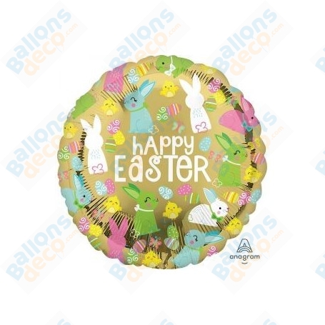 Ballon Rond Poussins Lapins Oeufs Pâques, décorations ballons Vitrine magasin.