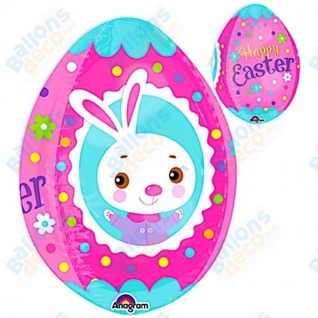 Ballon Oeuf Rose Lapin 3D, décorations ballon de Pâques, décorations de vitrine.