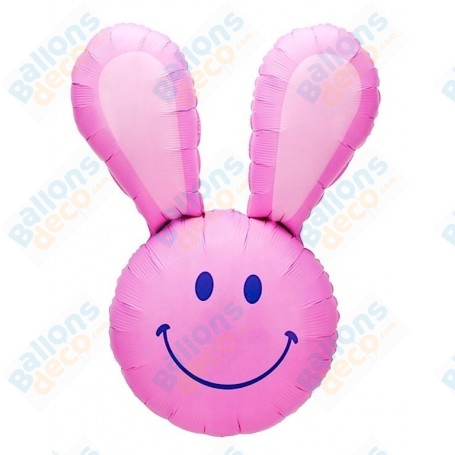 Ballon Lapin Smile Rose, décoration ballon Animaux, Naissance, Anniversaire.