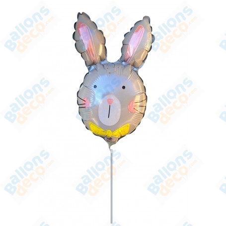 Ballon Lapin Gris Sur Tige Air, décoration ballon de Pâques, Naissance, Anniversaire, Centre de table.