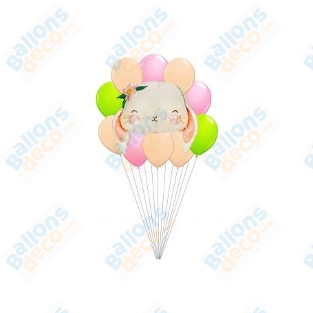 Ballons Lapin Beige Mignon en Grappe, décoration ballons anniversaire, Pâques.