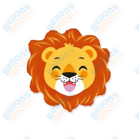 Ballon Lion Tête Mignon joyeux, décoration ballon anniversaire thème safari ou anniversaire.