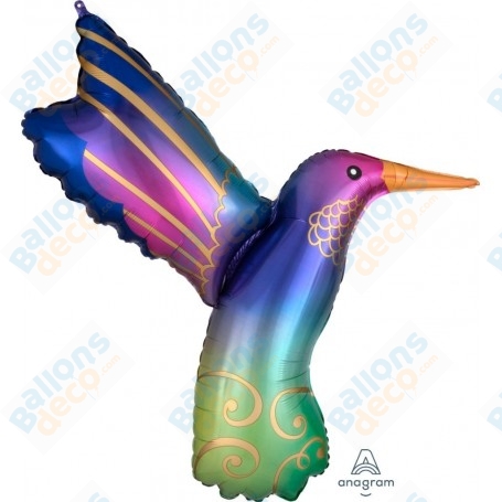 Ballon Colibri Arc-En-Ciel Satin Luxe, Décoration ballon animaux tropicaux