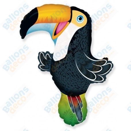 Ballon Toucan Noir Flexmetal, décoration ballons animaux Tropicaux, Anniversaire