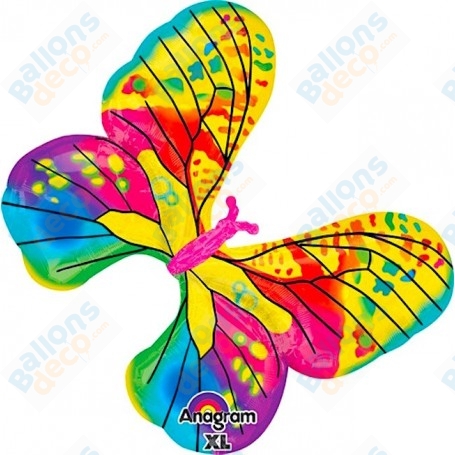 Ballon Papillon Jaune Arc-en-ciel New Anagram, décoration ballon vitrine de magasin, Anniversaire, Fête Féérique.