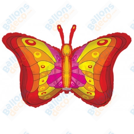 Ballon Papillon Jaune Orange Transparent, décoration ballon anniversaire, Vitrine de magasin.