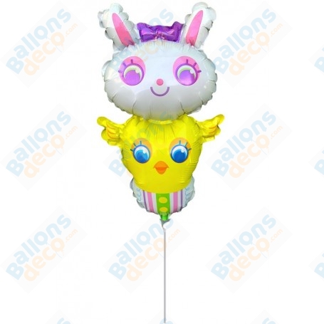 Ballon Poussin et Lapin Sur Tige
