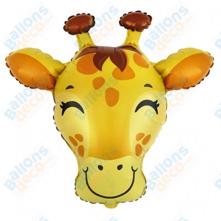 Ballon Girafe Tête Mignonne Flexmetal, décoration ballon avec des animaux de l'Afrique.