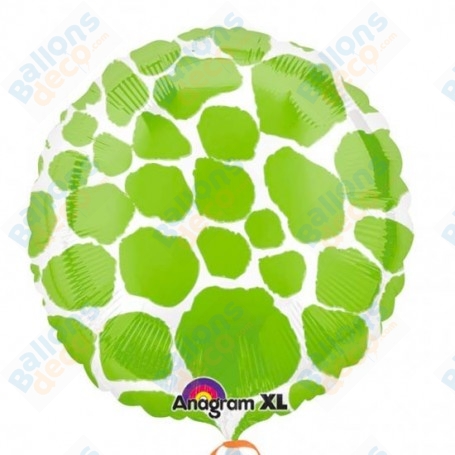 Ballon Rond Taches Girafe Verte, décoration ballon anniversaire animaux de la savane.