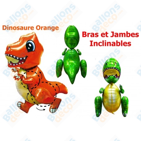 Ballon Dinosaure Orange en Mouvement, décoration ballon anniversaire.