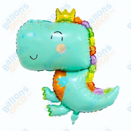 Ballon Dinosaure Arc-En-Ciel avec une Couronne, décoration ballon d'anniversaire.