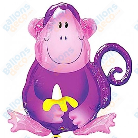 Ballon Singe Violet Anagram, décoration ballon anniversaire, Animaux de la jungle, Baby Shower.