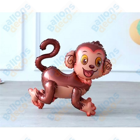 Ballon Singe Marron Effet en 4D, décoration Ballons de table d'anniversaire, Animaux de la jungle.