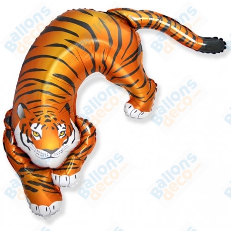 Ballon Tigre orange en Action de chez Flexmetal, décoration ballon anniversaire, Animaux de la jungle.