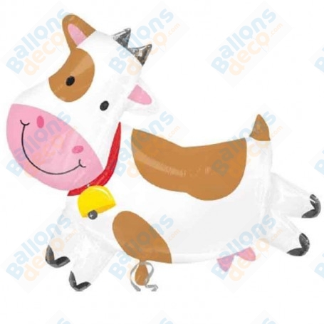 Ballon Vache de couleur marron et blanc, décoration ballon animaux de la ferme, salon de l'agriculture, Anniversaire.