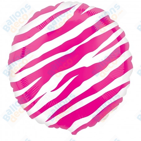 Ballon Rond Zèbre Rose Anagram, décorations ballon animaux de la savane, anniversaire.