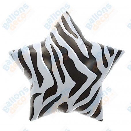 Ballon Étoile Zèbre Noir et blanche, décoration ballon anniversaire et animaux safari.