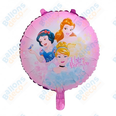 Ballon Princesses Rond Happy Birthday Rose Disney, Décorations ballons pour anniversaire.