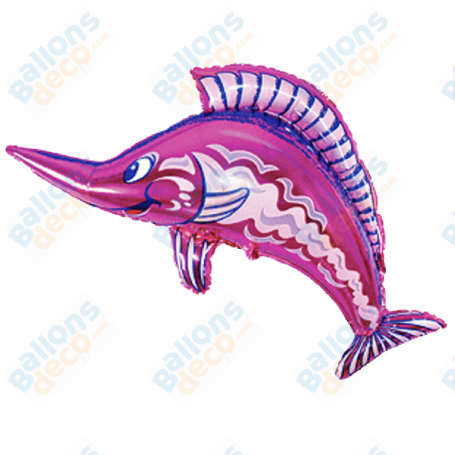 Ballon Espadon Rose de chez Flexmetal, décoration ballon avec des animaux marin et aquatique, Anniversaire.