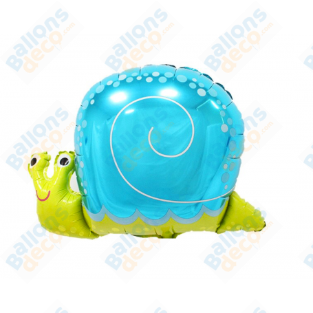 Ballon Escargot Mini de couleur vert et bleu, décoration ballon anniversaire ou naissance.