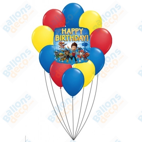 Ballons Pat Patrouille Happy Birthday en Grappe Disney, decoration balloon anniversaire.