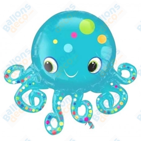 Ballon Pieuvre Bleu Mignon, décoration ballon aquatique pour anniversaire, Naissance, Vitrine de magasin.