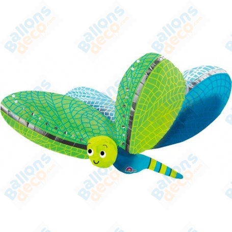 Ballon Libellule Vert et Bleu 3D Anagram, décoration ballon anniversaire, Décoration pour Vitrine.
