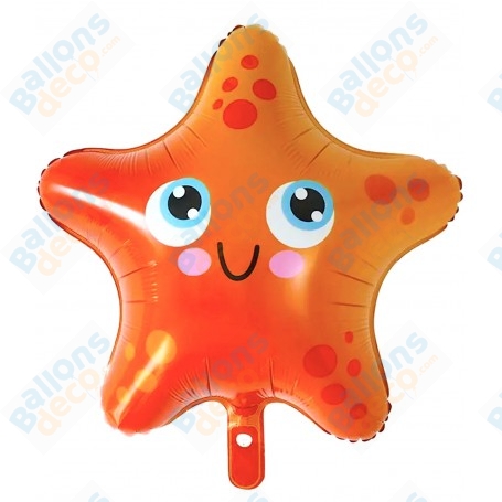 Ballon Étoile de Mer Mini Orange, décoration ballon anniversaire animaux marin, Ariel la petite sirène Disney.