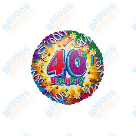 Ballon 40 Ans Birthday Holographique