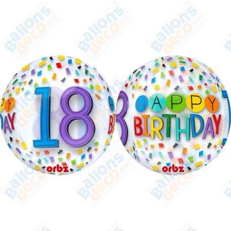 Ballon 18 Ans Sphérique Transparent ORBZ