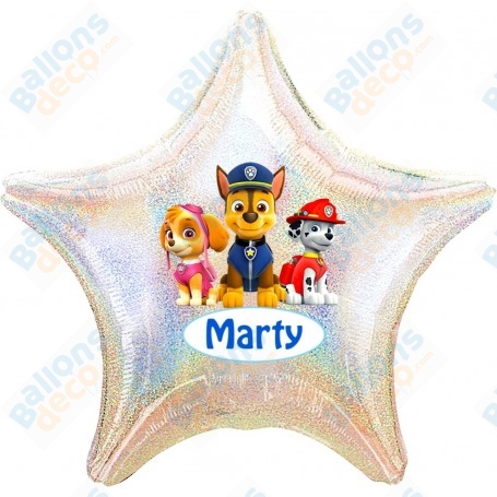 Ballon Etoile Pat Patrouille Personnalisable Disney 1 face, décoration ballon anniversaire d'enfant.