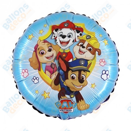 Ballon Pat Patrouille Groupe Fond Bleu Garbo Disney, décoration ballon anniversaire.