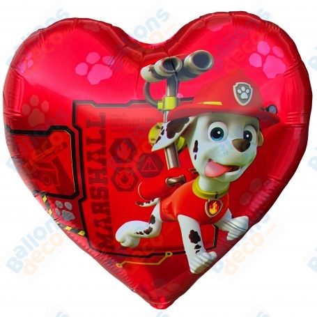 Ballon Pat Patrouille Marcus coeur rouge Disney, décoration ballons anniversaire.