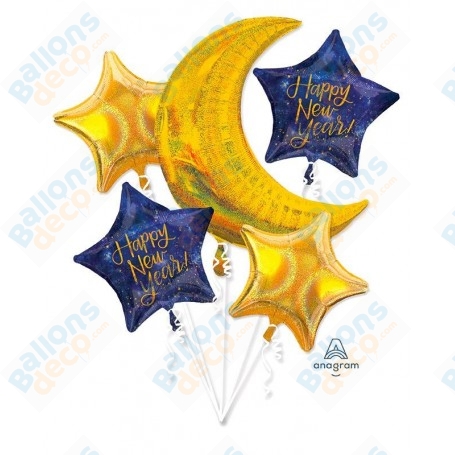 Ballon Nouvel An Étoiles et Lune Holographique