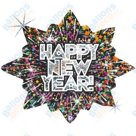 Ballon Happy New Year Étoiles Holographique